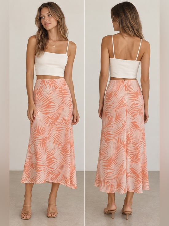 For Love And Lemons Dresses & Skirts - For Love and Lemons Desert Palm Peach Patterned Sheer Midi Skirt Size M